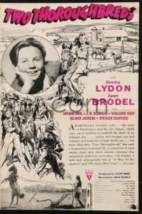 4s970 TWO THOROUGHBREDS pressbook 1939 Jimmy Lydon, 14 year old Joan Leslie, horse racing!