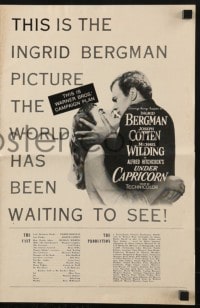 4s971 UNDER CAPRICORN pressbook 1949 romantic c/u of Ingrid Bergman & Joseph Cotten, Hitchcock!