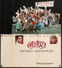 4s426 GREASE die-cut promo brochure 1978 John Travolta & Olivia Newton-John, classic musical!