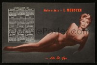 4s044 I MOBSTER die-cut promo brochure 1958 includes sexy naked Lili St. Cyr calendar on the back!