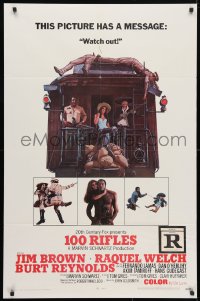 4t005 100 RIFLES 1sh 1969 Jim Brown, Raquel Welch & Burt Reynolds!