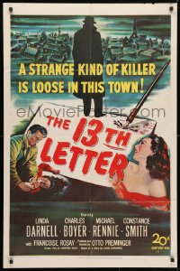 4t008 13th LETTER 1sh 1951 Otto Preminger, Linda Darnell, a strange kind of killer is loose!