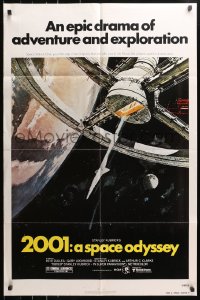4t012 2001: A SPACE ODYSSEY 1sh R1980 Stanley Kubrick, art of space wheel by Bob McCall!