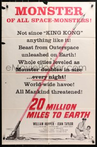 4t011 20 MILLION MILES TO EARTH style B 1sh 1957 monster of all space-monsters, not since King Kong!