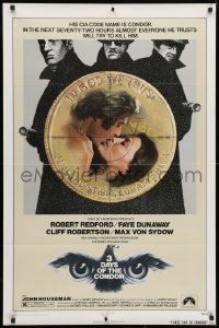 4t003 3 DAYS OF THE CONDOR 1sh 1975 CIA analyst Robert Redford & Faye Dunaway!