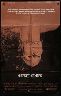 4t042 ALTERED STATES foil 25x39 1sh 1980 William Hurt, Paddy Chayefsky, Ken Russell, sci-fi!