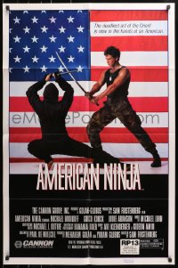 4t044 AMERICAN NINJA 1sh 1985 Michael Dudikoff, martial arts action, super cheesy image!