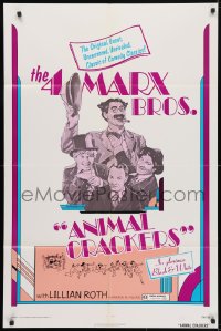 4t048 ANIMAL CRACKERS 1sh R1974 art of all four Marx Brothers, Groucho, Harpo, Chico, and Zeppo!