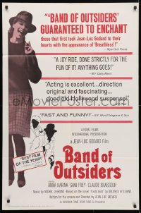 4t071 BAND OF OUTSIDERS 1sh 1966 Jean-Luc Godard's Bande a Part, Anna Karina!