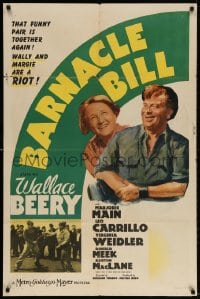 4t077 BARNACLE BILL style D 1sh 1941 sailor Wallace Beery w/ Marjorie Main & fighting on dock!