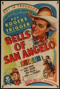 4t099 BELLS OF SAN ANGELO 1sh 1947 Roy Rogers & Dale Evans in Texas fighting baddies!