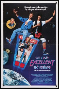 4t113 BILL & TED'S EXCELLENT ADVENTURE 1sh 1989 Keanu Reeves, Socrates, Napoleon & Lincoln in booth