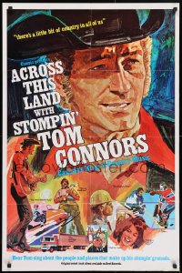 4t025 ACROSS THIS LAND WITH STOMPIN' TOM CONNORS Canadian 1sh 1973 John C. W. Saxton, cool art by Main!