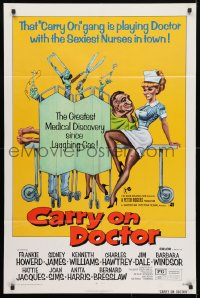 4t161 CARRY ON DOCTOR 1sh 1972 the gang is playing doctor with the sexiest nurses in town!