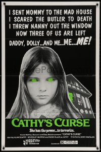 4t165 CATHY'S CURSE 1sh 1977 creepy image of Linda Koot, she has the power to terrorize!