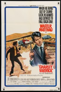4t169 CHARLEY VARRICK 1sh 1973 Walter Matthau in Don Siegel crime classic!