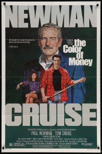4t188 COLOR OF MONEY 1sh 1986 Robert Tanenbaum art of Paul Newman & Tom Cruise playing pool!