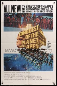 4t192 CONQUEST OF THE PLANET OF THE APES style B 1sh 1972 Roddy McDowall, apes are revolting!