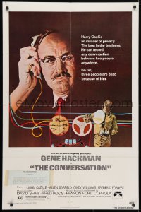 4t193 CONVERSATION 1sh 1974 art of Gene Hackman by Bernard D'Andrea, Francis Ford Coppola directed