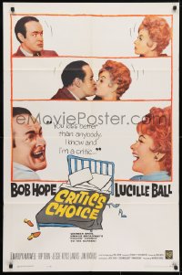4t203 CRITIC'S CHOICE 1sh 1963 Bob Hope kisses Lucille Ball, great images!