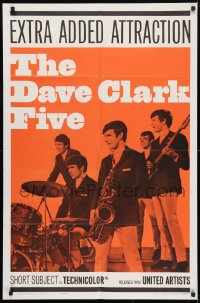 4t214 DAVE CLARK 5 1sh 1965 rock & roll short subject, great image of band!