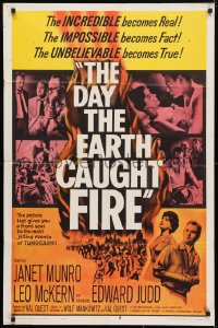 4t217 DAY THE EARTH CAUGHT FIRE 1sh 1962 Val Guest sci-fi, most jolting events of tomorrow!