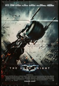 4t212 DARK KNIGHT advance DS English 1sh 2008 image of Christian Bale as Batman on Batpod bat bike!