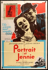 4t680 PORTRAIT OF JENNIE English 1sh R1950s Joseph Cotten loves pretty ghost Jennifer Jones, different!