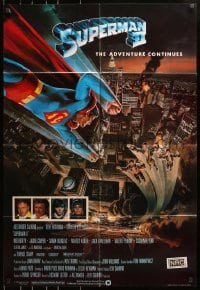 4t842 SUPERMAN II English 1sh 1981 Christopher Reeve, Terence Stamp, great Goozee art over NYC!