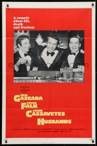 4t422 HUSBANDS 1sh 1970 Ben Gazzara, Peter Falk & John Cassavetes in tuxedos at bar!