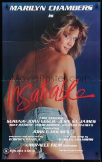 4t437 INSATIABLE 24x37 1sh 1980 super sexy topless Marilyn Chambers wearing only jean shorts!