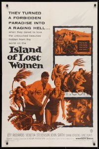 4t446 ISLAND OF LOST WOMEN 1sh 1959 hidden, forbidden, untouched beauties in a raging hell!