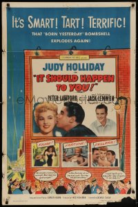 4t449 IT SHOULD HAPPEN TO YOU 1sh 1954 sexy Judy Holliday & Jack Lemmon's first role!