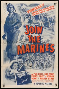 4t462 JOIN THE MARINES 1sh R1950 New York cop joins Olympic team then joins Marines for love!