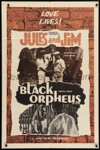 4t471 JULES & JIM/BLACK ORPHEUS 1sh 1960s Francois Truffaut, Marcel Camus, cool images!