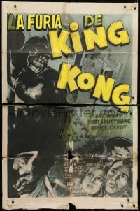 4t481 KING KONG 1sh R1947 art of the giant ape carrying Fay Wray on Empire State Building, rare!