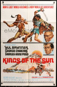 4t483 KINGS OF THE SUN style A 1sh 1963 Frank McCarthy art of Yul Brynner fighting George Chakiris!