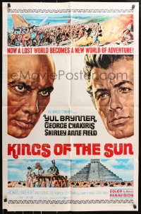 4t484 KINGS OF THE SUN style B 1sh 1963 Frank McCarthy art of Yul Brynner and George Chakiris!