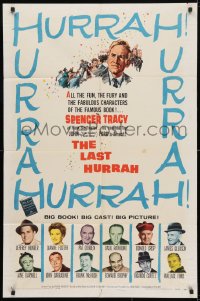 4t494 LAST HURRAH 1sh 1958 John Ford, art of Spencer Tracy, portraits of 12 top cast members!