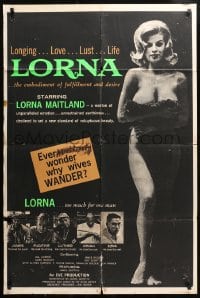 4t529 LORNA 1sh 1964 sexy Lorna Maitland in Russ Meyer sex classic over black background!