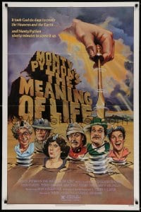 4t577 MONTY PYTHON'S THE MEANING OF LIFE 1sh 1983 Garland artwork of the screwy Monty Python cast!