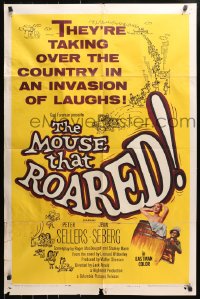 4t584 MOUSE THAT ROARED 1sh 1959 Sellers & Seberg take over the country w/an invasion of laughs!
