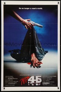 4t587 MS. .45 1sh 1981 Abel Ferrara cult classic, cool body bag image and bloody hand!