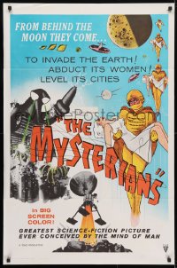 4t593 MYSTERIANS 1sh 1959 they're abducting Earth's women & leveling its cities, RKO printing!