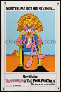 4t714 REVENGE OF THE PINK PANTHER style B advance 1sh 1978 Blake Edwards, funny Aztec cartoon art!