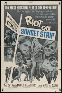 4t717 RIOT ON SUNSET STRIP 1sh 1967 hippies with too-tight capris, crazy pot-partygoers!