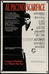 4t750 SCARFACE advance 1sh 1983 Al Pacino with gun, De Palma, Oliver Stone, rare December version!