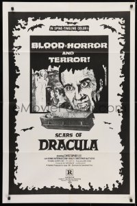 4t752 SCARS OF DRACULA military 1sh 1971 close up art of vampire Christopher Lee, Hammer horror!