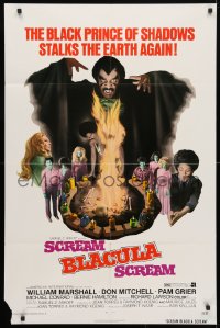 4t755 SCREAM BLACULA SCREAM 1sh 1973 great artwork of black vampire William Marshall & Pam Grier!