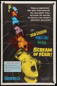 4t756 SCREAM OF FEAR 1sh 1961 Hammer, classic terrified Susan Strasberg horror image!